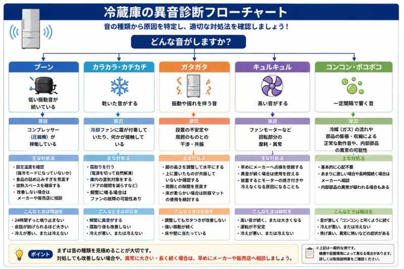 冷蔵庫の異音診断フローチャート