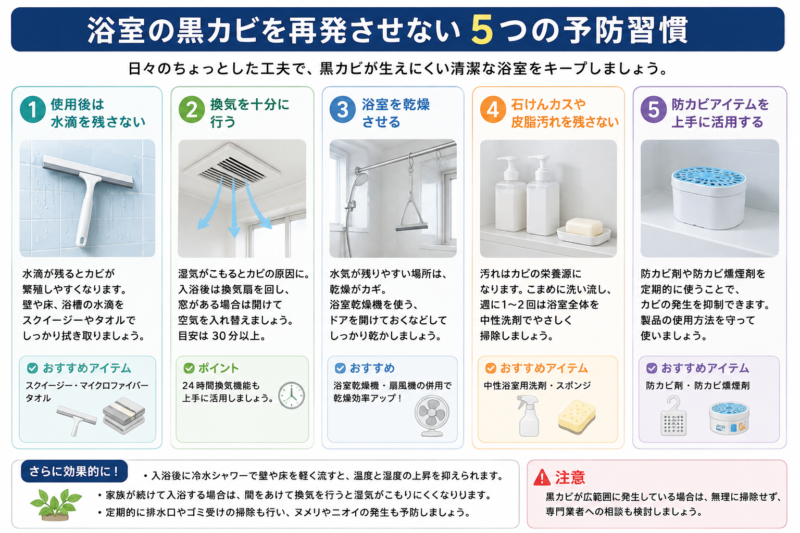 浴室の黒カビを再発させない5つの予防習慣