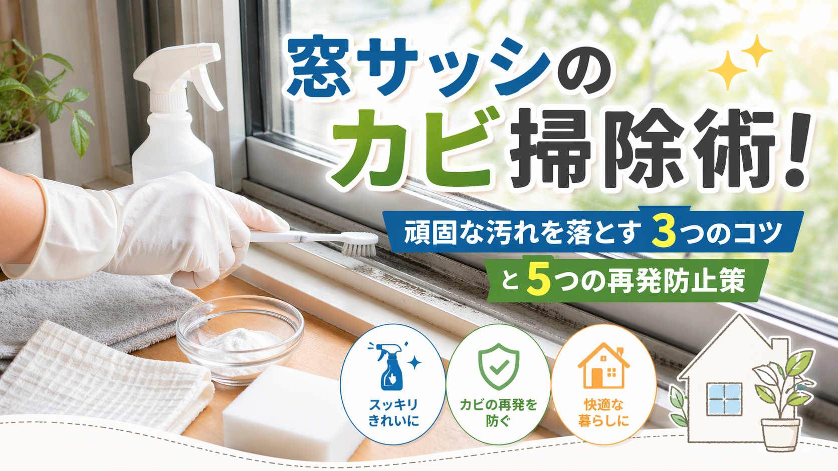 窓サッシのカビ掃除術！頑固な汚れを落とす3つのコツと5つの再発防止策