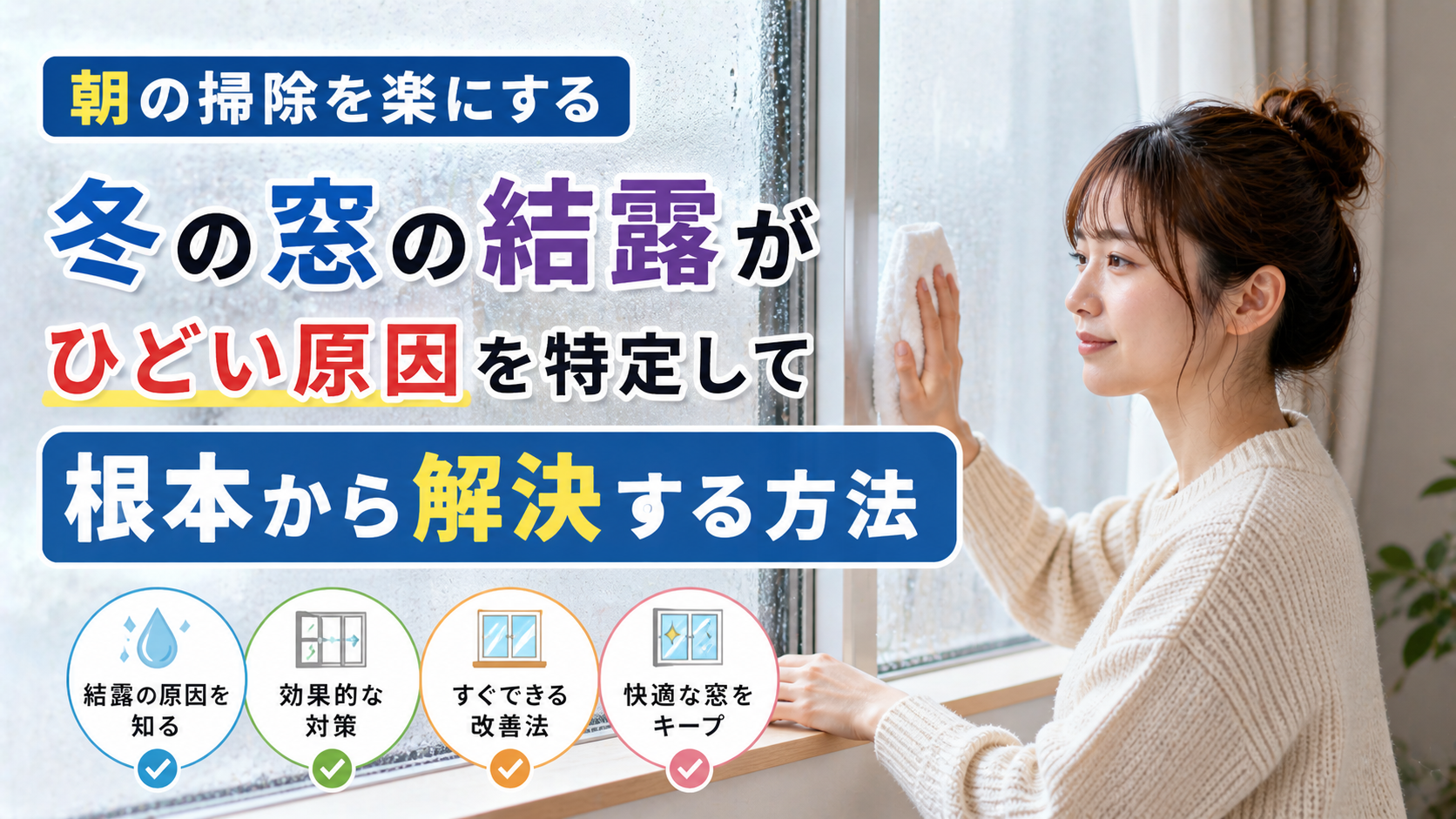【朝の掃除を楽にする】冬の窓の結露がひどい原因を特定して根本から解決する方法